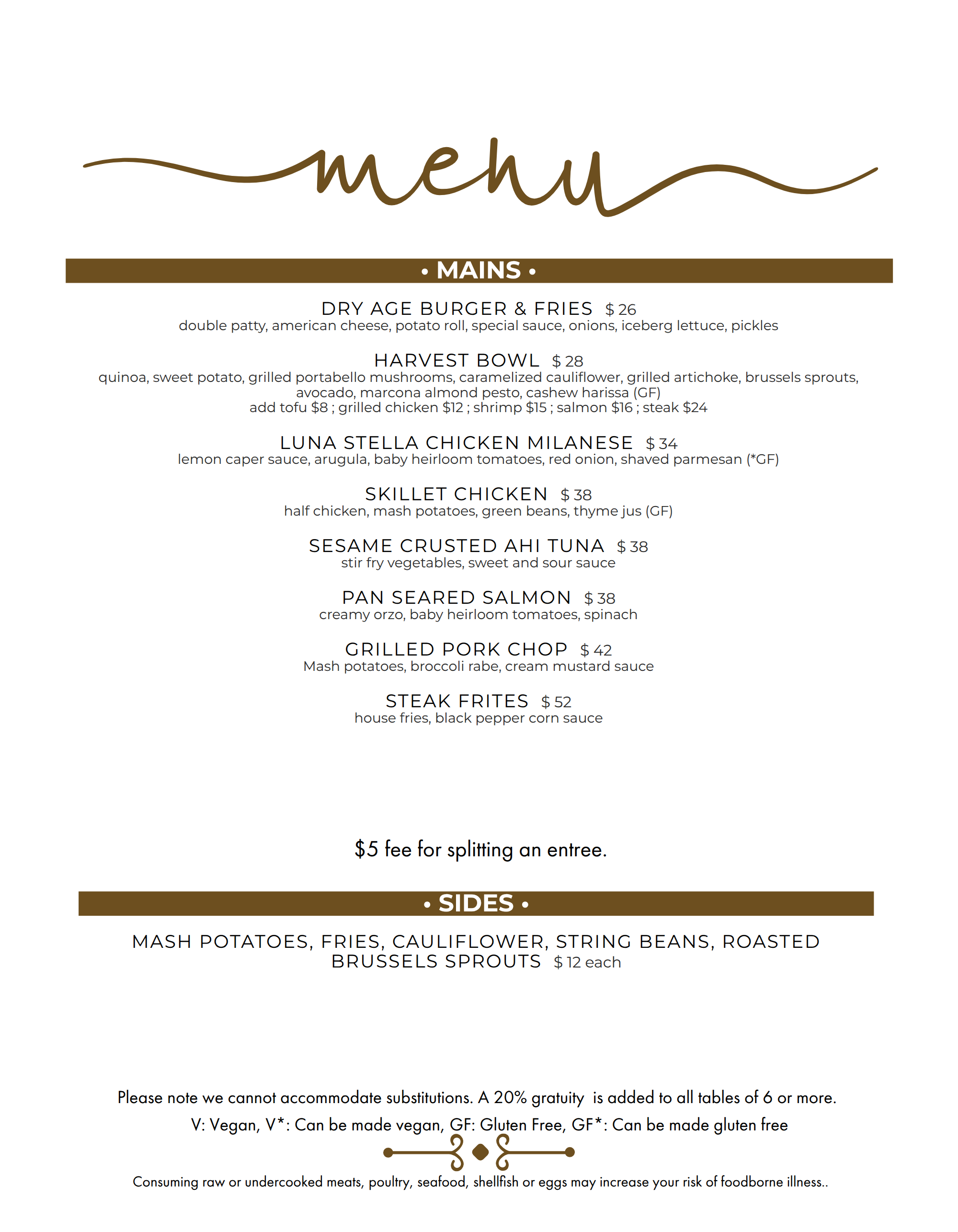 Menu — Luna Stella